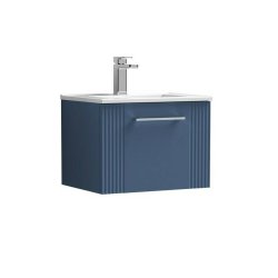 Nuie Deco Blue 500mm Wall Hung 1 Drawer Vanity Unit