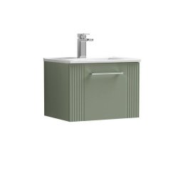 Nuie Deco Green 500mm Wall Hung 1 Drawer Vanity Unit