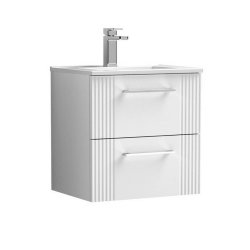 Nuie Deco White 500mm Wall Hung 2 Drawer Vanity Unit