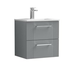 Nuie Deco Grey 500mm Wall Hung 2 Drawer Vanity Unit