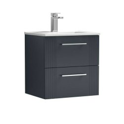 Nuie Deco Soft Black 500mm Wall Hung 2 Drawer Vanity Unit