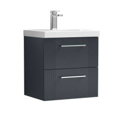 Nuie Deco Soft Black 500mm Wall Hung 2 Drawer Vanity Unit