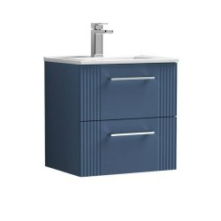 Nuie Deco Blue 500mm Wall Hung 2 Drawer Vanity Unit