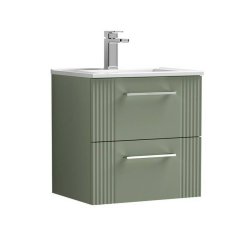 Nuie Deco Green 500mm Wall Hung 2 Drawer Vanity Unit