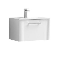 Nuie Deco White 600mm Wall Hung 1 Drawer Vanity Unit