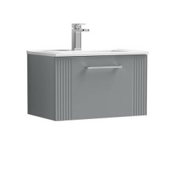 Nuie Deco Grey 600mm Wall Hung 1 Drawer Vanity Unit