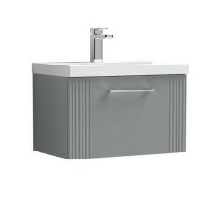 Nuie Deco Grey 600mm Wall Hung 1 Drawer Vanity Unit