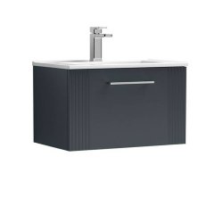 Nuie Deco Soft Black 600mm Wall Hung 1 Drawer Vanity Unit