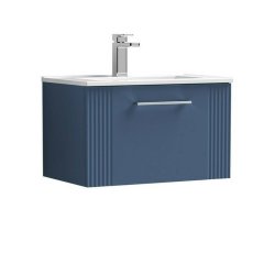 Nuie Deco Blue 600mm Wall Hung 1 Drawer Vanity Unit