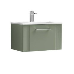 Nuie Deco Green 600mm Wall Hung 1 Drawer Vanity Unit