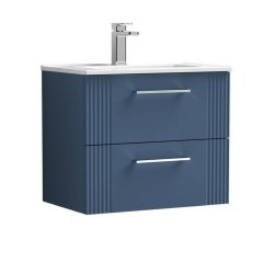 Nuie Deco Blue 600mm Wall Hung 2 Drawer Vanity Unit