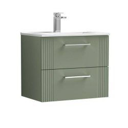 Nuie Deco Green 600mm Wall Hung 2 Drawer Vanity Unit