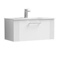 Nuie Deco White 800mm Wall Hung 1 Drawer Vanity Unit