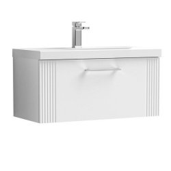 Nuie Deco White 800mm Wall Hung 1 Drawer Vanity Unit