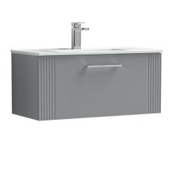 Nuie Deco Grey 800mm Wall Hung 1 Drawer Vanity Unit