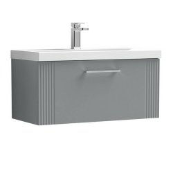 Nuie Deco Grey 800mm Wall Hung 1 Drawer Vanity Unit