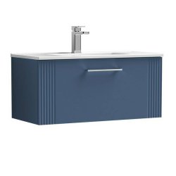 Nuie Deco Blue 800mm Wall Hung 1 Drawer Vanity Unit