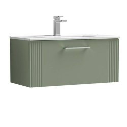 Nuie Deco Green 800mm Wall Hung 1 Drawer Vanity Unit