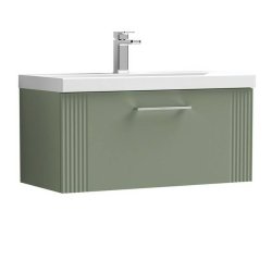 Nuie Deco Green 800mm Wall Hung 1 Drawer Vanity Unit