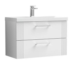 Nuie Deco White 800mm Wall Hung 2 Drawer Vanity Unit