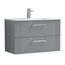 Nuie Deco Grey 800mm Wall Hung 2 Drawer Vanity Unit