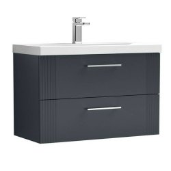 Nuie Deco Soft Black 800mm Wall Hung 2 Drawer Vanity Unit