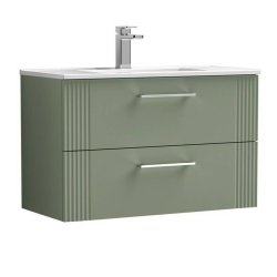 Nuie Deco Green 800mm Wall Hung 2 Drawer Vanity Unit