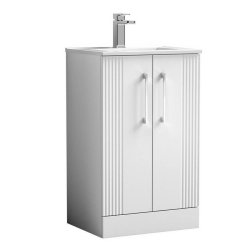 Nuie Deco White 500mm Floor Standing 2 Door Vanity Unit