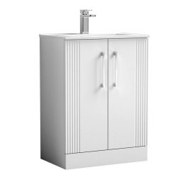 Nuie Deco White 600mm Floor Standing 2 Door Vanity Unit