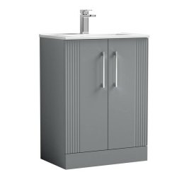 Nuie Deco Grey 600mm Floor Standing 2 Door Vanity Unit