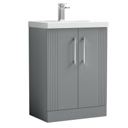 Nuie Deco Grey 600mm Floor Standing 2 Door Vanity Unit