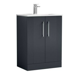 Nuie Deco Soft Black 600mm Floor Standing 2 Door Vanity Unit