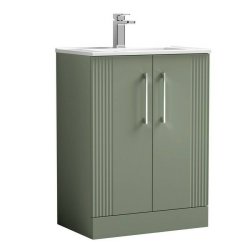 Nuie Deco Green 600mm Floor Standing 2 Door Vanity Unit