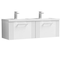 Nuie Deco White 1200mm Wall Hung 2 Drawer Vanity Unit