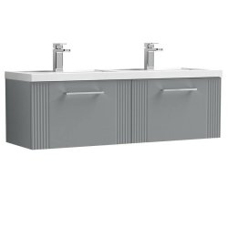 Nuie Deco Grey 1200mm Wall Hung 2 Drawer Vanity Unit