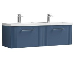 Nuie Deco Blue 1200mm Wall Hung 2 Drawer Vanity Unit