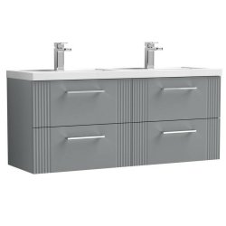 Nuie Deco Grey 1200mm Wall Hung 4 Drawer Vanity Unit