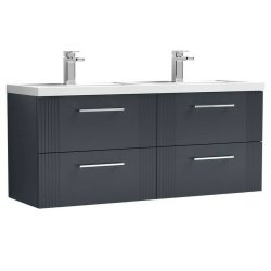 Nuie Deco Soft Black 1200mm Wall Hung 4 Drawer Vanity Unit