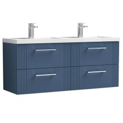 Nuie Deco Blue 1200mm Wall Hung 4 Drawer Vanity Unit