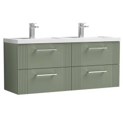 Nuie Deco Green 1200mm Wall Hung 4 Drawer Vanity Unit