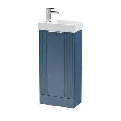 Nuie Deco Blue 400mm Compact Floor Standing 1 Door Vanity Unit