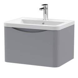 Nuie Lunar Grey 600mm Wall Hung 1 Drawer Vanity Unit