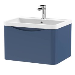 Nuie Lunar Blue 600mm Wall Hung 1 Drawer Vanity Unit