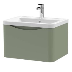 Nuie Lunar Green 600mm Wall Hung 1 Drawer Vanity Unit