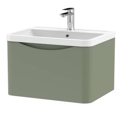 Nuie Lunar Green 600mm Wall Hung 1 Drawer Vanity Unit