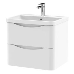 Nuie Lunar White 600mm Wall Hung 2 Drawer Vanity Unit