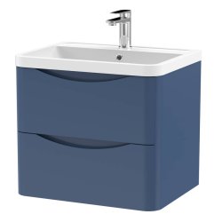 Nuie Lunar Blue 600mm Wall Hung 2 Drawer Vanity Unit