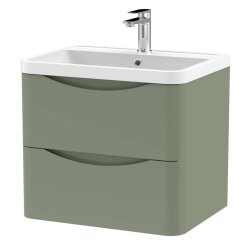 Nuie Lunar Green 600mm Wall Hung 2 Drawer Vanity Unit