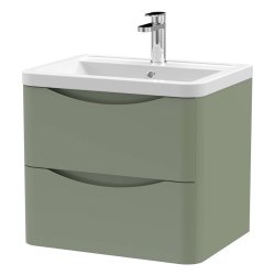 Nuie Lunar Green 600mm Wall Hung 2 Drawer Vanity Unit