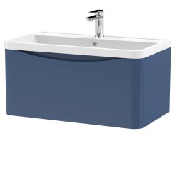 Nuie Lunar Blue 800mm Wall Hung 1 Drawer Vanity Unit